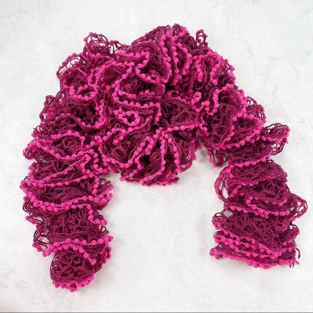 Girls Pink Ruffle Scarf - Picture 2 of 2